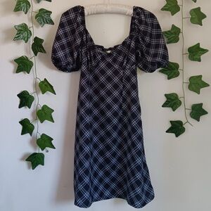Chic Black Checkered Mini Dress